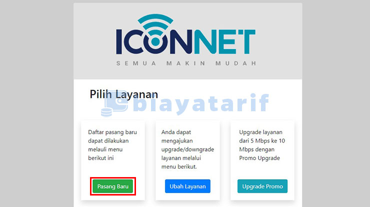 Pilih Pasang Baru Iconnect