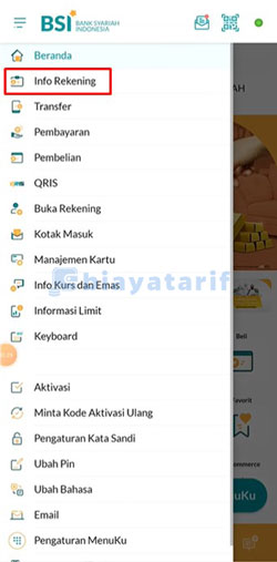 Pilih Info Rekening Mengaktifkan Notifikasi SMS