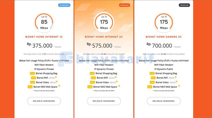 Pilih Paket Internet Biznet