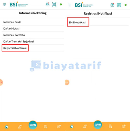 Tap Registrasi Notifikasi Mengaktifkan Notifikasi SMS