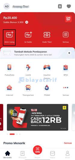 Ketuk Menu Kirim Uang
