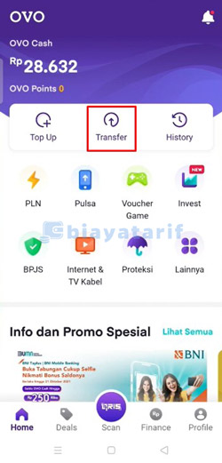 Masuk Menu Transfer