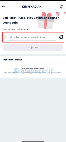 Masukkan Nomor Tujuan Transfer