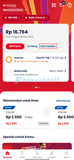 Pilih Menu Kirim Hadiah