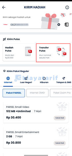 Pilih Transfer Pulsa