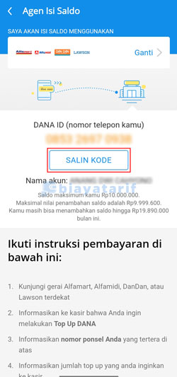 Salin Kode Top Up DANA