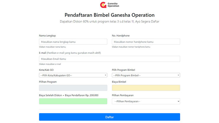 Cara Daftar Les Ganesha Operation